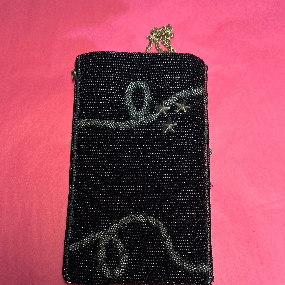 Mary Frances Black Beaded Clutch with Boot Design - Picture 2 of 3